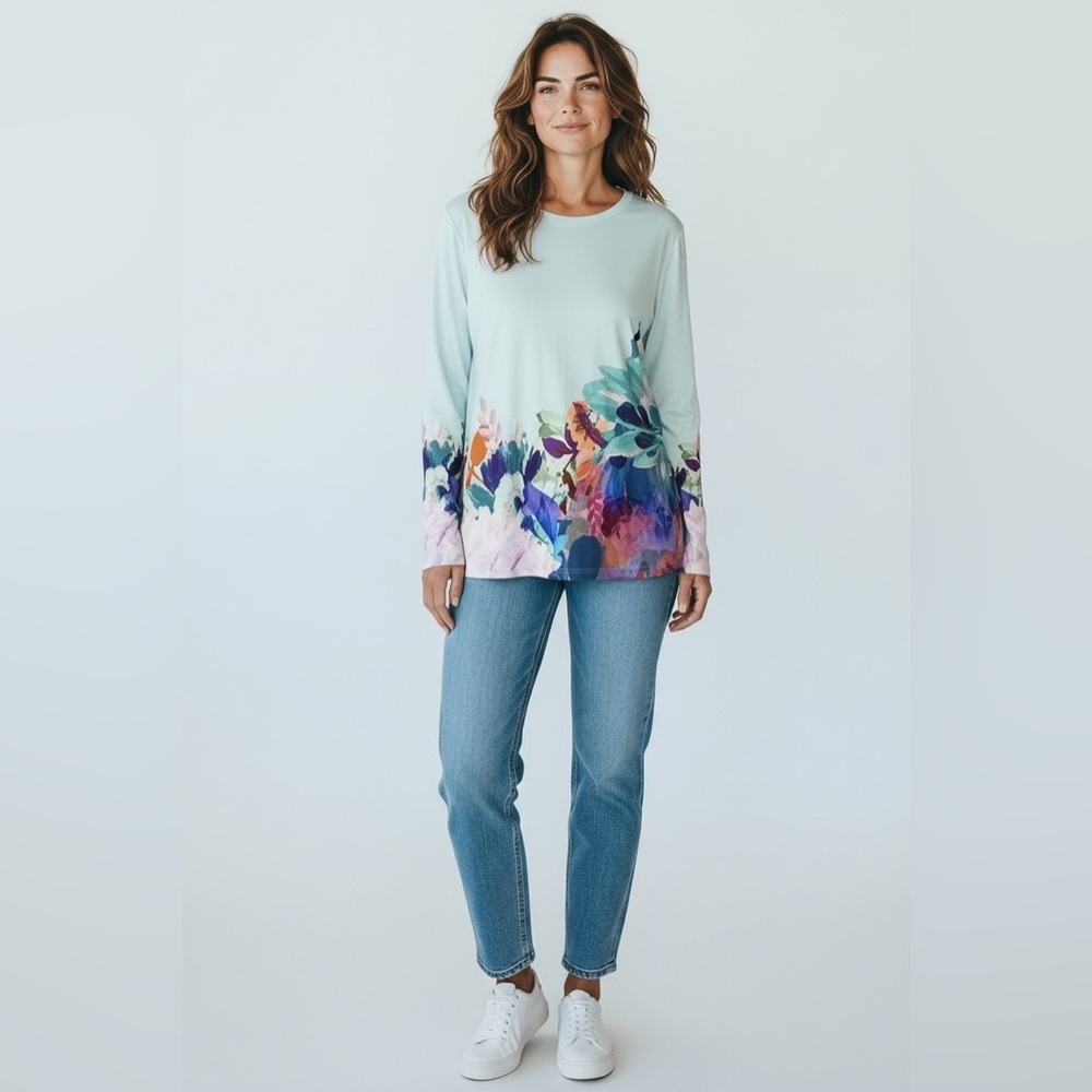 Soft Surroundings Pasaia Floral Long Sleeve Top - Picture 13 of 13